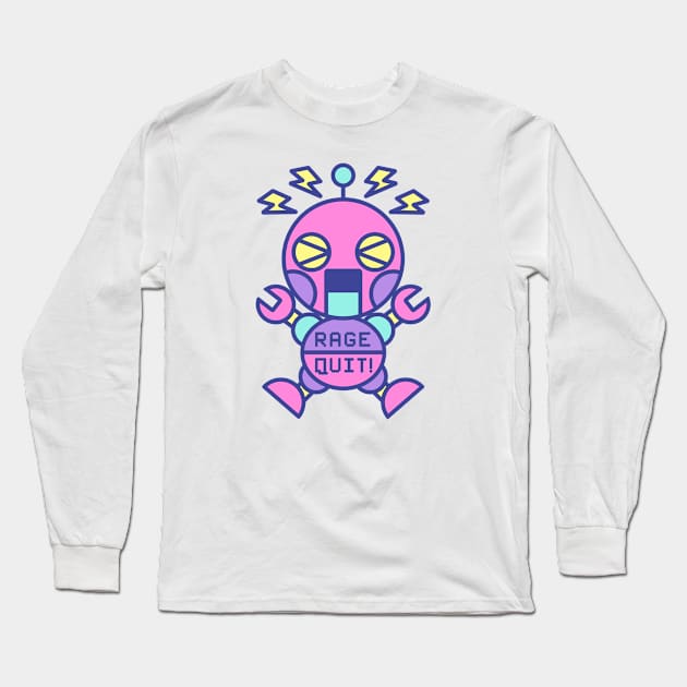 RAGE QUIT pastel robot Long Sleeve T-Shirt by Red_Flare_Art